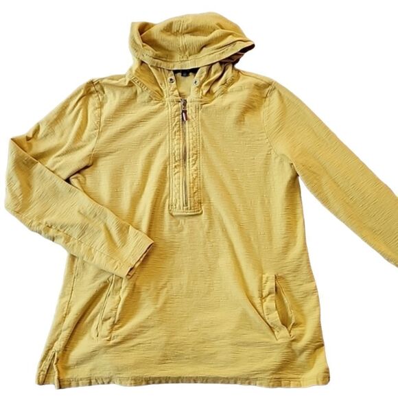 𝅺TOMMY Hilfiger Marled Cotton Hooded Long Sleeve Tee with Pockets - Picture 1 of 6